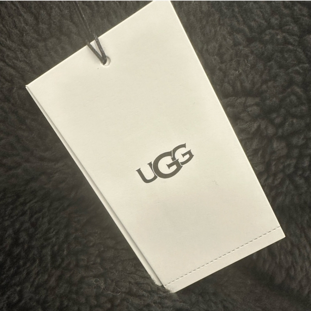 UGG Alesandra Faux Fur Wrap Coat L/XL TARR-Black NWT - Picture 7 of 8